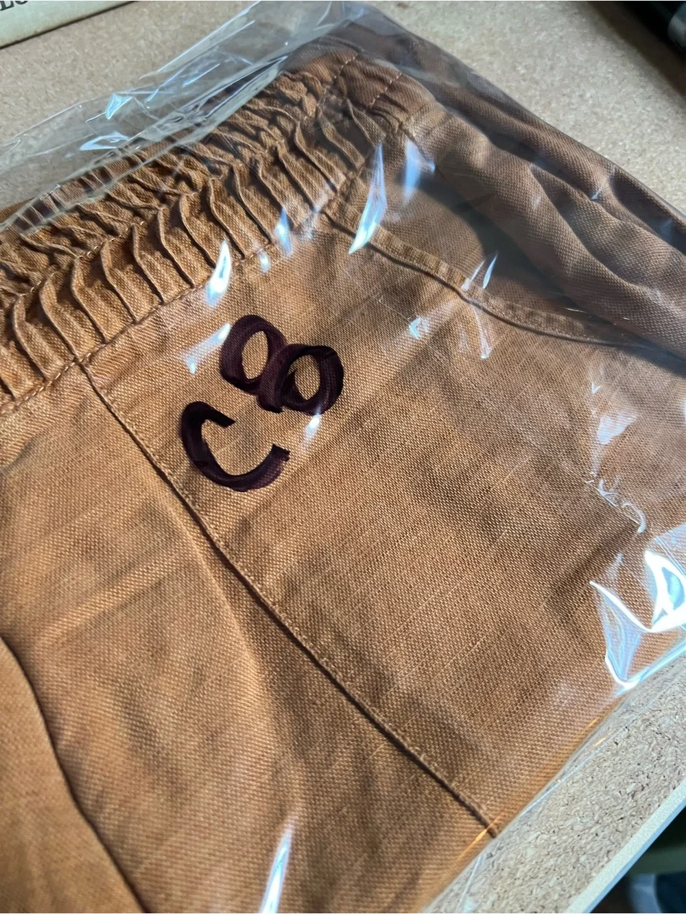 Joie Linen Lyocell Wide Barrel Leg Pants Brown/Rust L Pull On